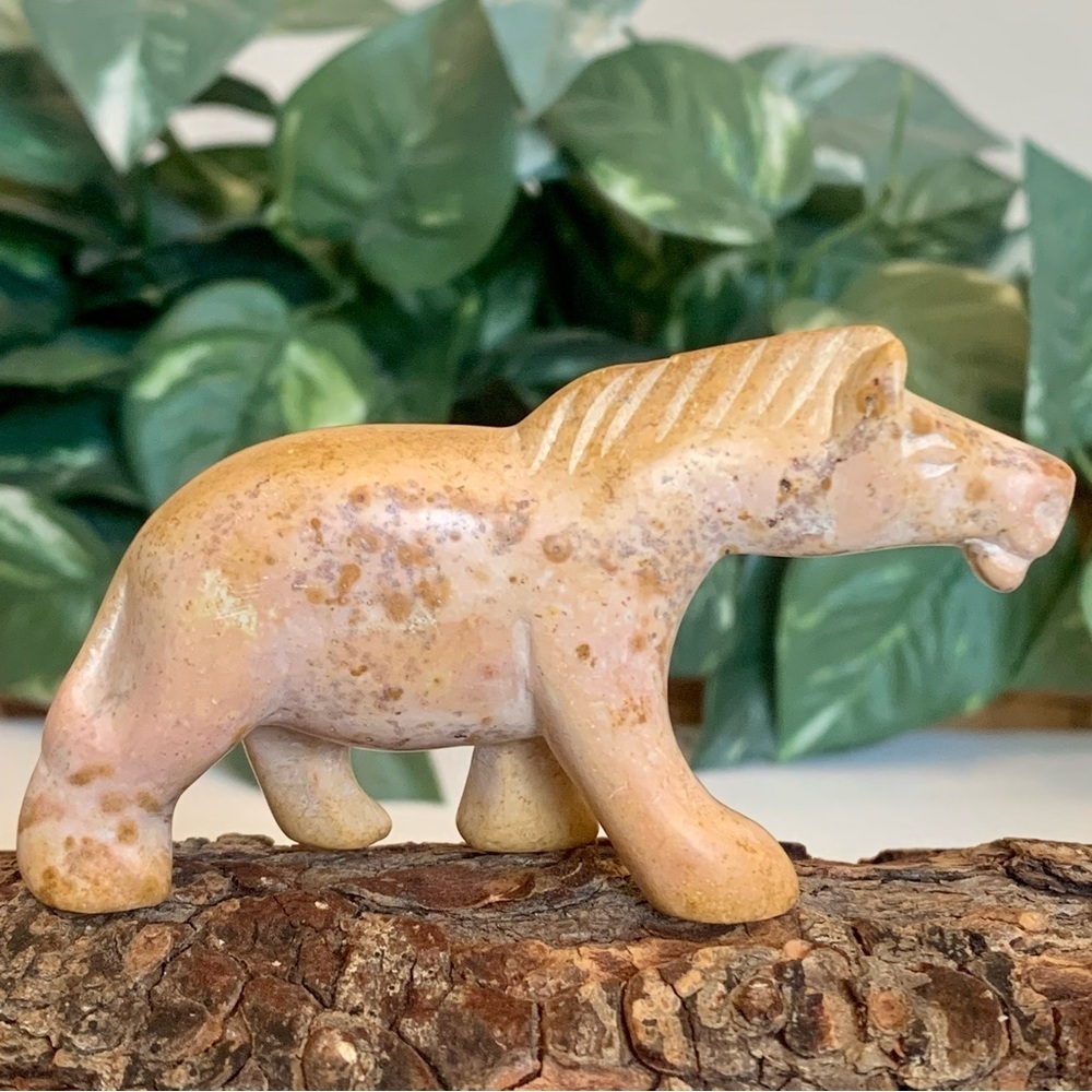 Kisii Soapstone Horse Figurine Hand Carved Stone Pony Carving Animal Figure 3.7”